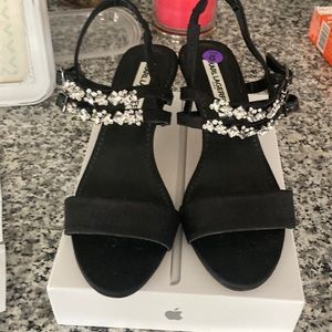 Karl Lagerfeld Shoes Black Sateen Size 8 Delilah Rhinestone Kitten Heels